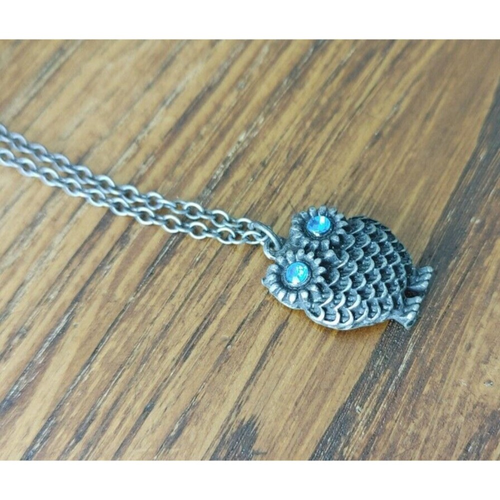 Country Cottage Boho Core BRIGHT BLUE EYED Owl Necklace Jewelry #5 - Picture 6 of 6